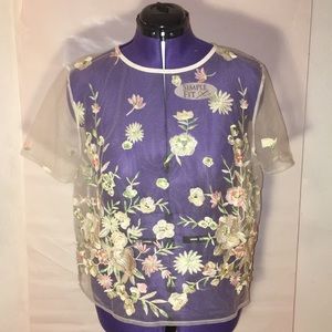 Embroidered Sheer Top